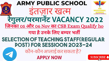 Aps up vacancy 2022:- Army public schools requirement 2022|| aps vacancy 2022|Awes vacancy 2022|#aps