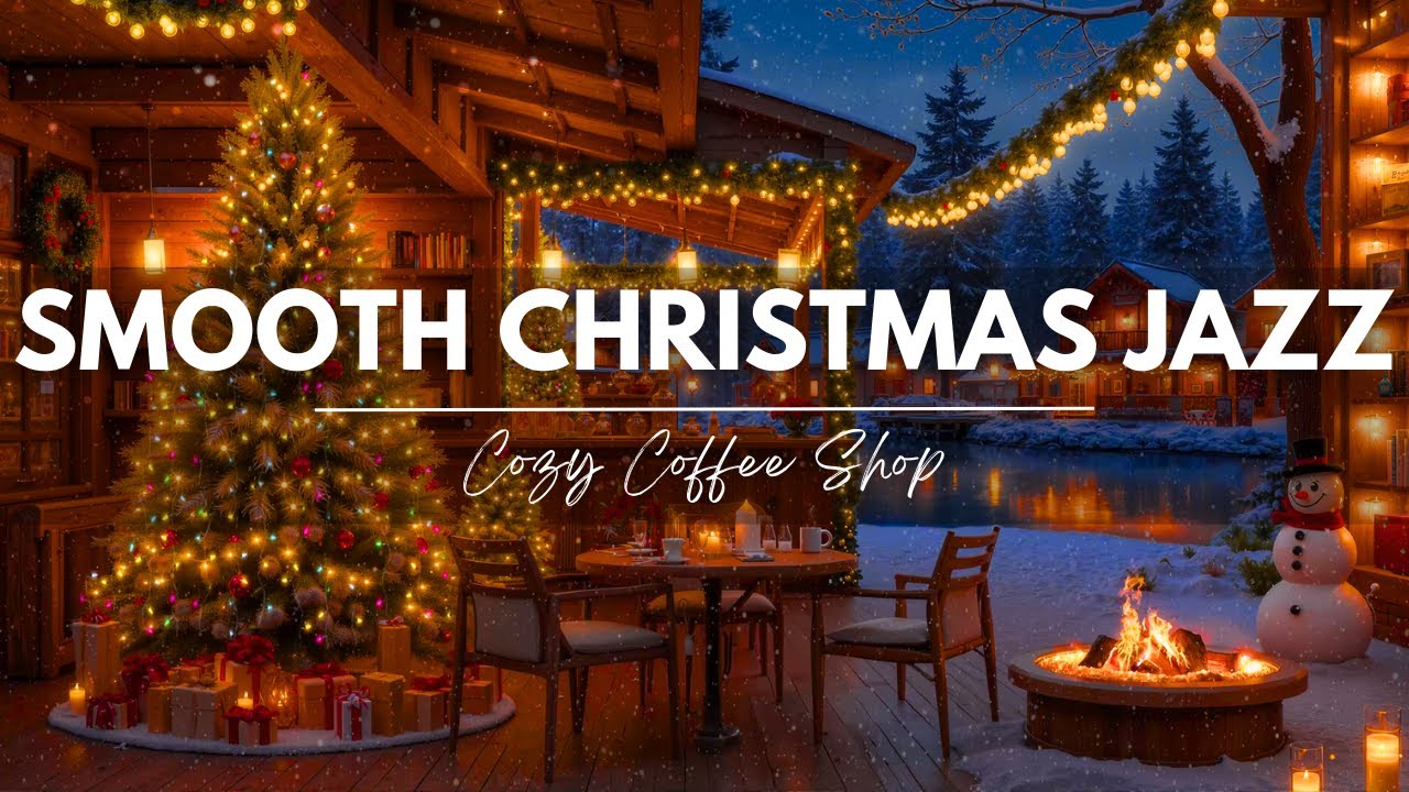 Christmas Jazz & Winter Fireplace ❄️ Cozy Coffee Shop Ambience ☕ Smooth Holiday Jazz for Relax