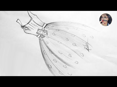 How to draw fashion DRESS - step by step __ Pencil Sketch for beginners - Pollen art academy