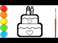 Menggambar Dan Mewarnai Kue Pernikahan Warna Warni Untuk Anak-anak | Ara Plays Art