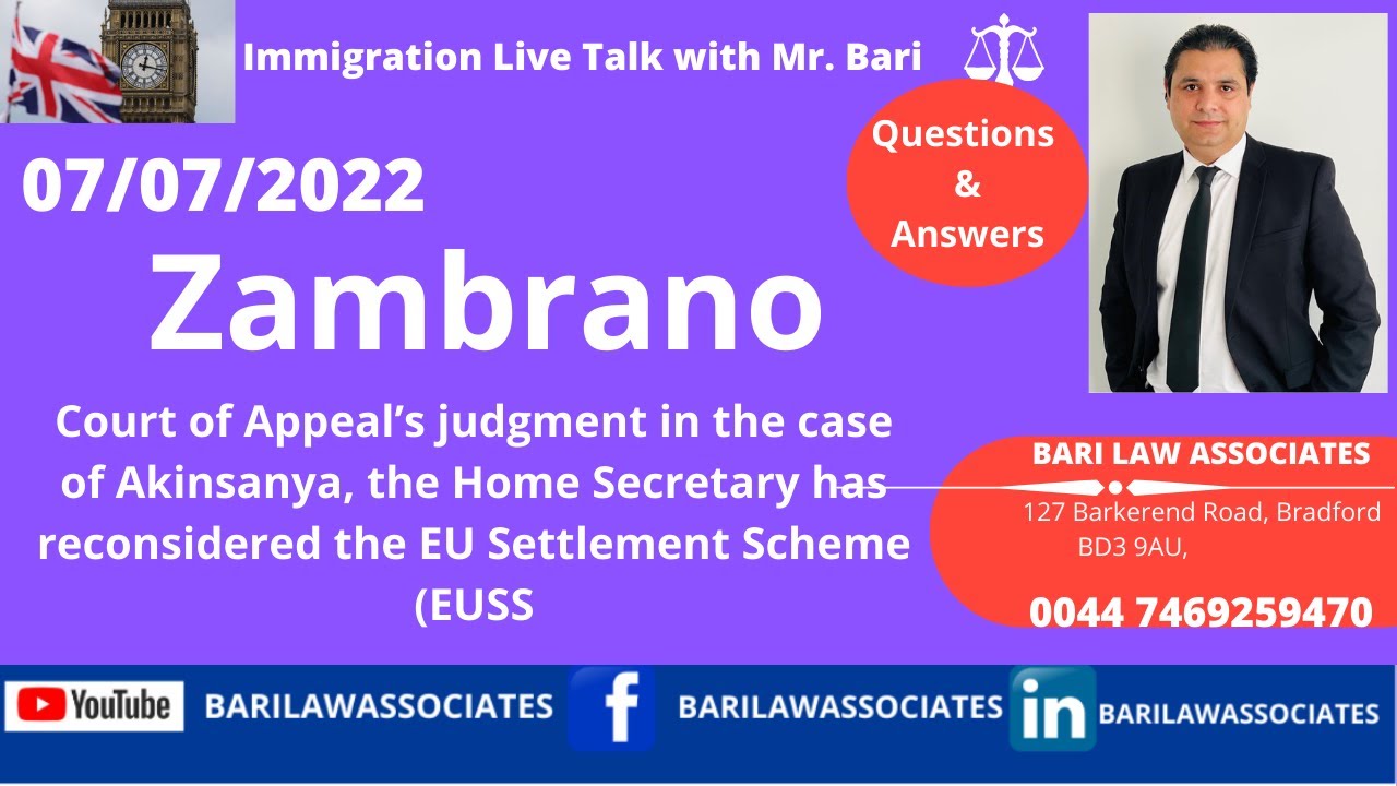 Eu family permit, visa decision waiting time, Latest Zambrano update