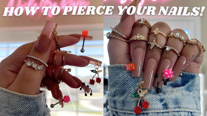 HOW TO PIERCE YOUR NAILS  easy methods to apply dangle nail