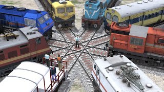 7 Trains on Diamond Crossing #2 : Crossing Each other #railroad