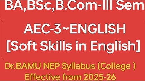 Dr. BAMU BA/BSc/BCom SY III Sem AEC-3 English Syllabus 