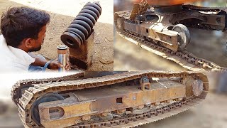 Excavator Track Adjuster Spring Repair And Track Chain Installation | Fire Metal