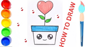 How to Draw a Cute Heart Plant Simple & Easy for Kids