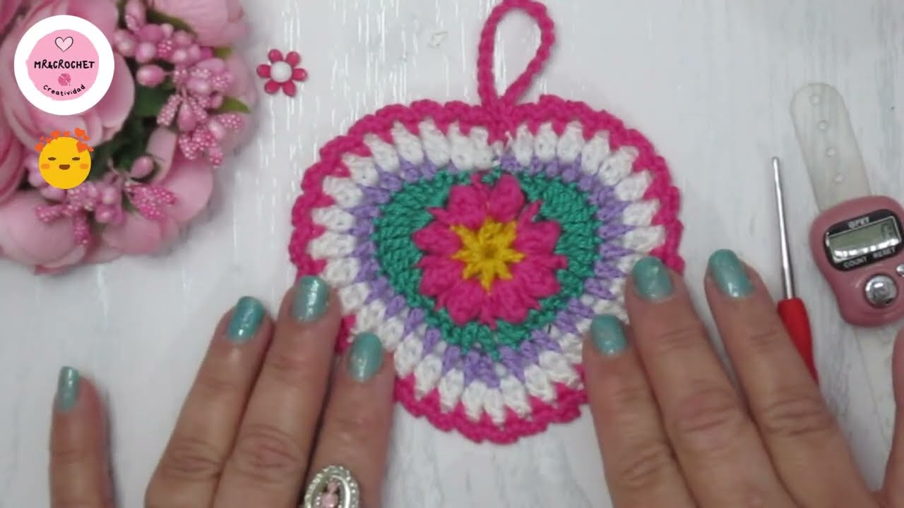 Teje un Bonito.! Tapete en forma de corazón a crochet /Decoración/Super fácil de tejer!!