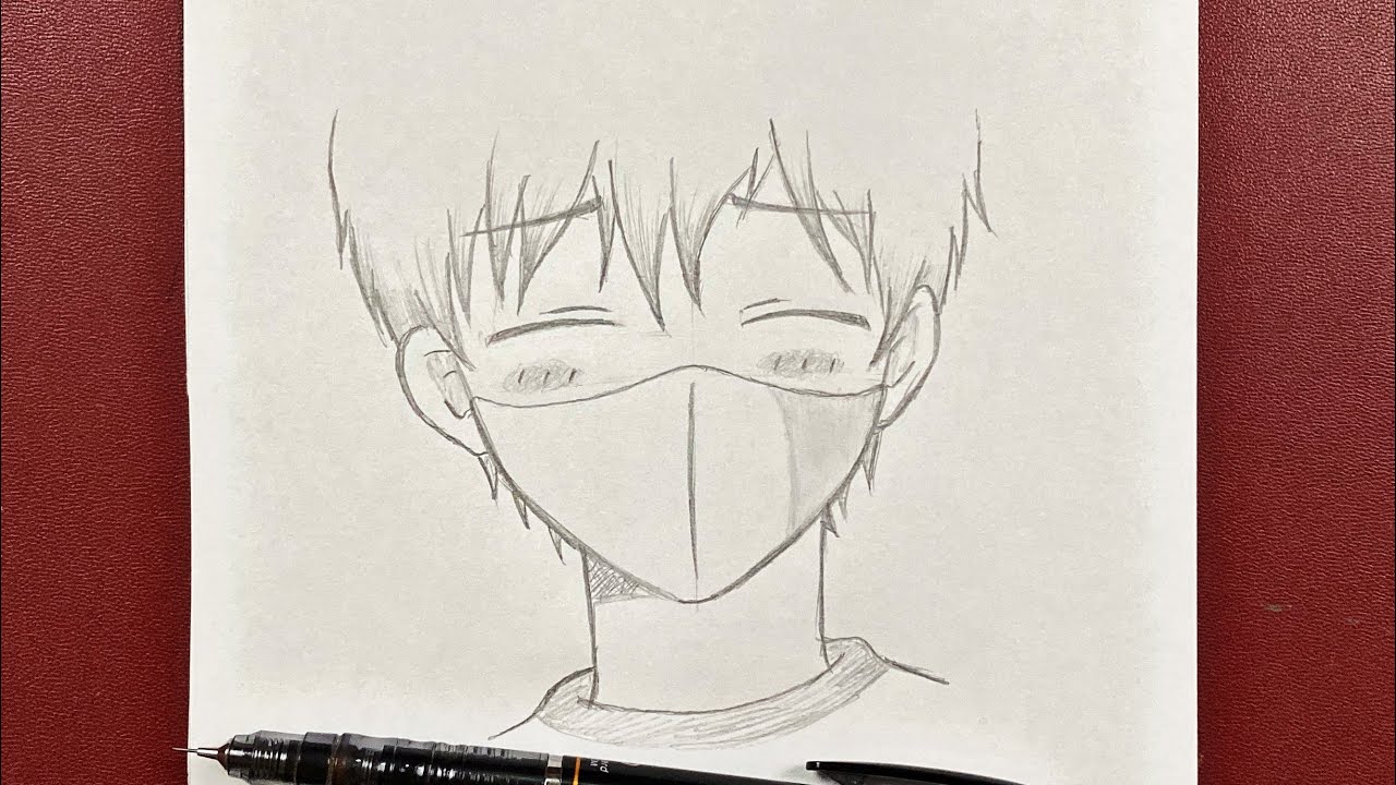 Easy anime drawing  how to draw anime boy wearing a mask easy step-by-step  