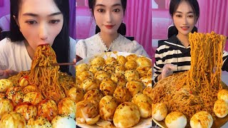 MUKBANG 먹방 EATING SPICY NOODLES and SOFT BOIL EGGS chewy sounds | ASMR | chinese foods 辣面鸡蛋