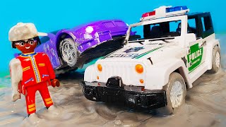 Полицейские Машинки и Петрович попали в грязь - ЧЕЛЛЕНДЖ какая машинка победит в супер гонках?