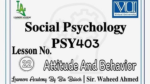 Social Psychology PSY403 VU (Urdu) | Lecture No. 22 | Learners Academy By Bia Baloch