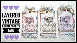Layered Vintage Pocket Tags - Junk Journal