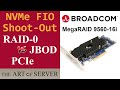 Broadcom megaraid 956016i trimode shootout single drive raid0 vs jbod vs pcie  fio benchmarks