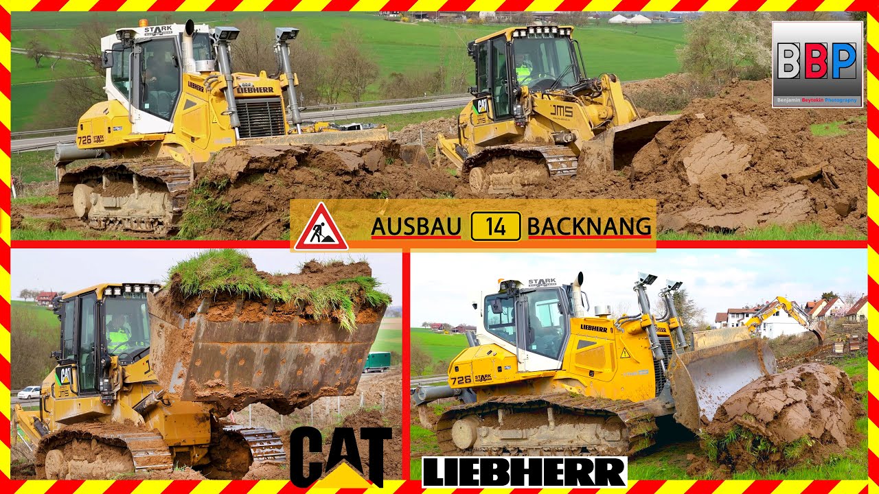 Liebherr PR 726 & CAT 963K, Oberbodenabtrag, B 14, Backnang, 2024. 