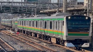 E233系3000番台コツE-07編成が普通上野行きとして大宮駅4番線に到着停車するシーン(540M)2025.7.31.16:55