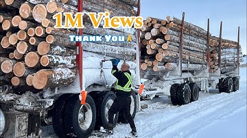 🇵🇭🇨🇦A Day In The Life Of A Log Truck Driver In The Icy Mountains A 13 Hours Journey|Logging Trucks