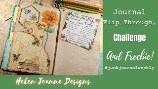 #junkjournalweekly June Challenge, Free Printable! Flip Through of My Journal and Journal With Me!