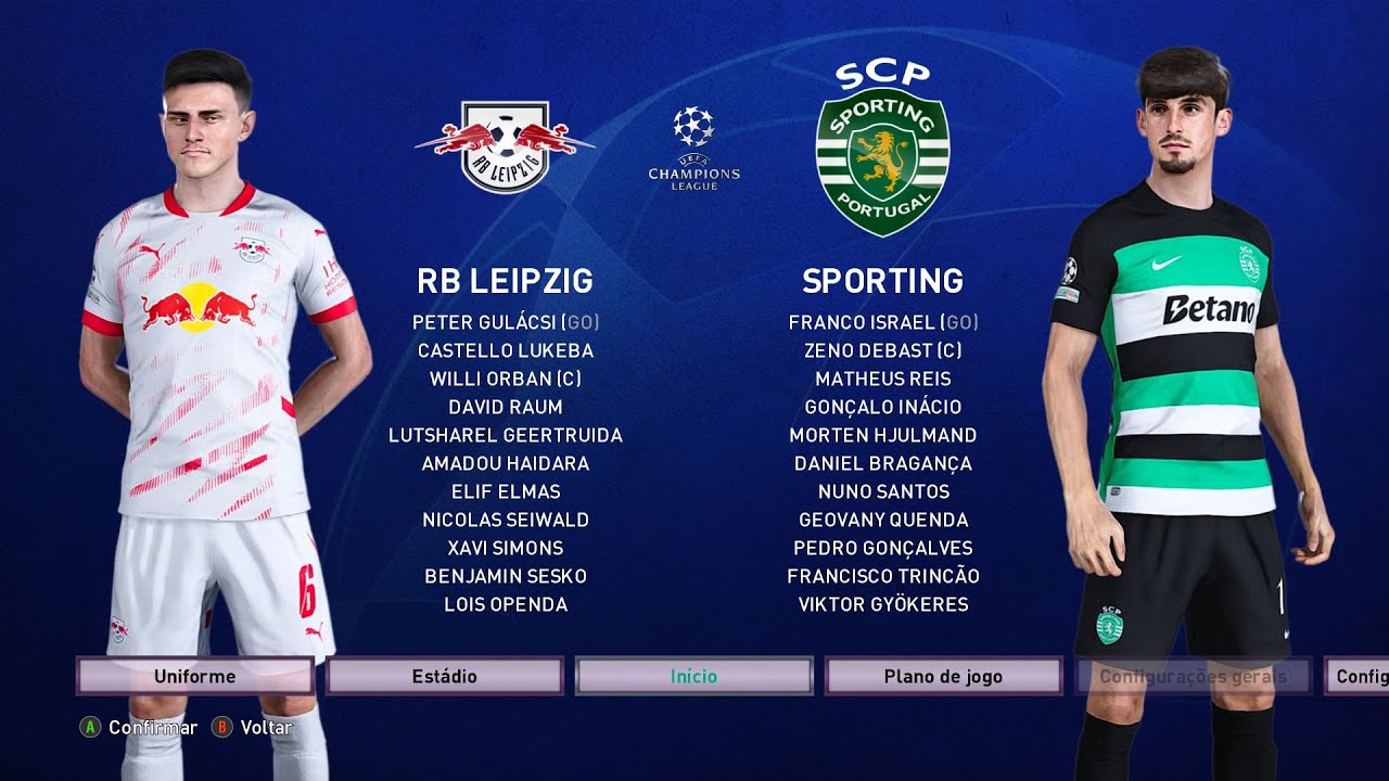 RB Leipzig x Sporting - UCL 2024/2025 - 1° Fase - 7 Rodada ***SIMULAÇÃO ...