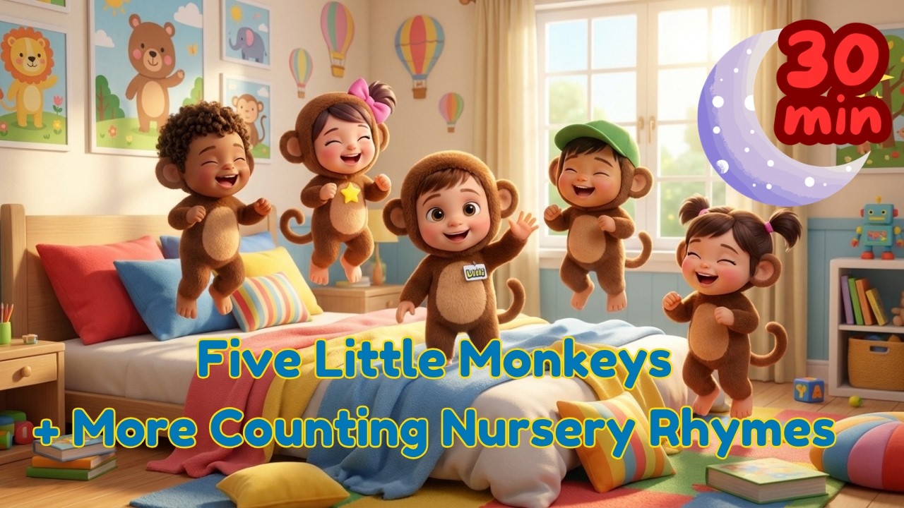 Five Little Monkeys | Counting Songs for Kids | Nursery Rhymes ...
