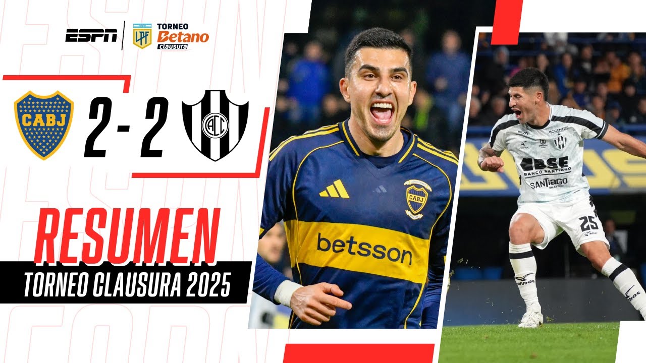 Boca empató con Central Córdoba 2-2 en La Bombonera.