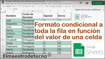 Formato condicional a toda una fila en función del valor de una celda en hoja de cálculo de Google
