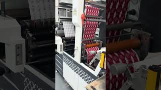 two station flexo units front side print & back side print +flatbed IML label full cut conveyor belt