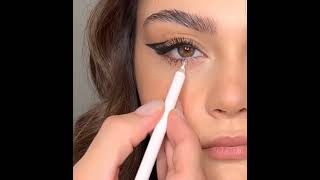 طريقة رسم ايلاينر الهبة المسحوب للعين المبطنة#makeup #مكياج #جمال