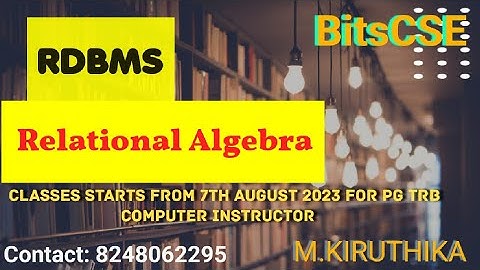 DBMS - Relational Algebra PG TRB COMPUTER INSTRUCTOR