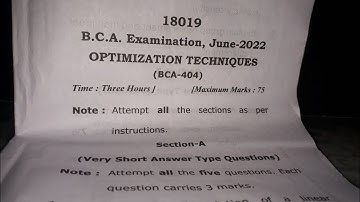 CCS University BCA 4th semester previous year question paper of optimization techniques(2022)