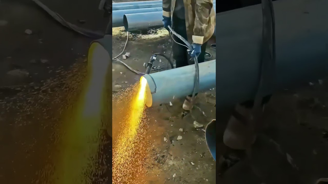 Efficient Plasma Cutter in Action: Cutting Large-Diameter Steel Pipes