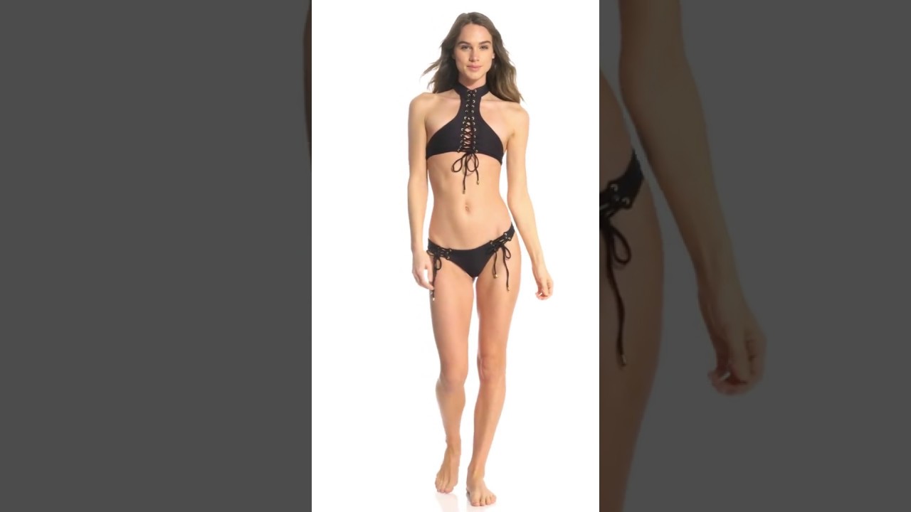 Blue Life Swimwear Textured Black Vixen Halter Bikini Top | SwimOutlet.com