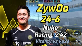 Vitality ZywOo (24-6) vs FaZe (Nuke) | EPL S19 | May 10, 2024 #cs2 #pov