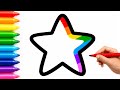 How to Draw a Rainbow Star ????⭐ Easy Drawing, Coloring & Painting for Kids, Toddlers