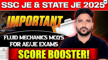 Important Fluid Mechanics MCQs for AE/JE Exams 🏗️ | Score Booster for SSC JE & State JE 2025