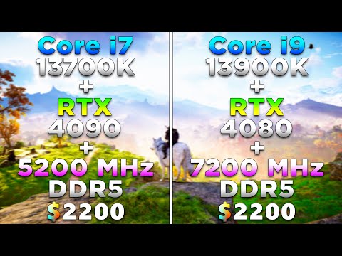 Core i7 13700K + RTX 4090 + 5200MHz DDR5 vs Core i9 13900K + RTX 4080 + 7200MHz DDR5