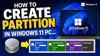 How to Create Partition in Windows 11 PC | New Drive Banaye Without Software - Stepwise (Hindi)
