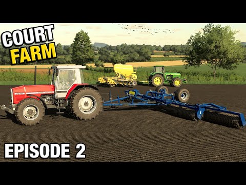 FIRST FIELD IS DRILLED + START MOWING Court Farm Country Park FS22 Ep 2