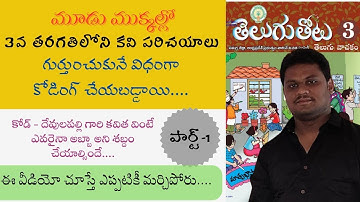 AP DSC | SGT/SATELUGU | 3వ తరగతి తెలుగు వాచకము లోని కవి పరిచయాలు కోడింగ్ రూపంలో |