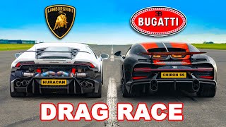 Bugatti Chiron SS v Lambo Huracan 1.800 dk: DRAG RACE