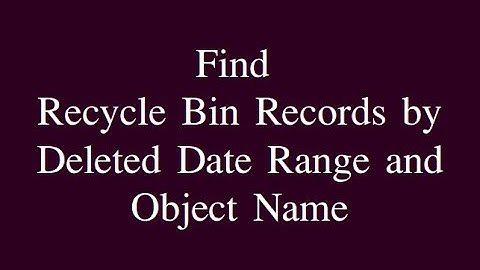 Salesforce Recycle Bin