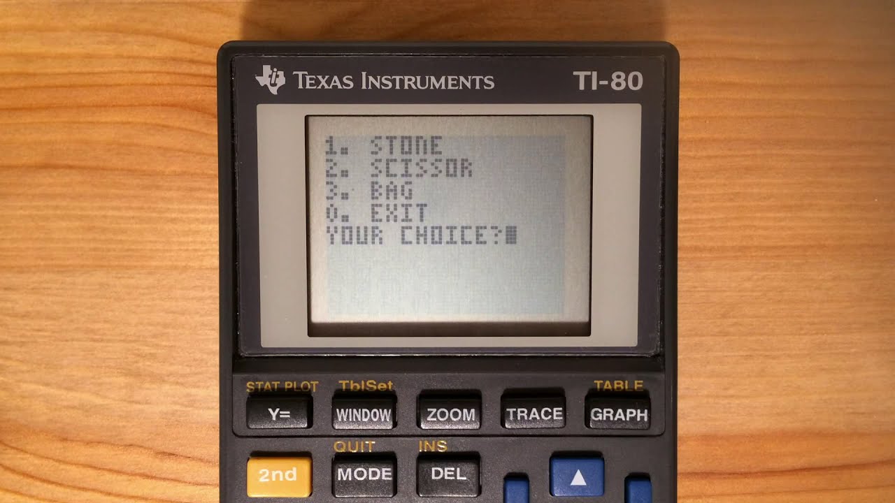 TI-80 Calculator - Stone, Scissor, and Bag v1.0 Gameplay
