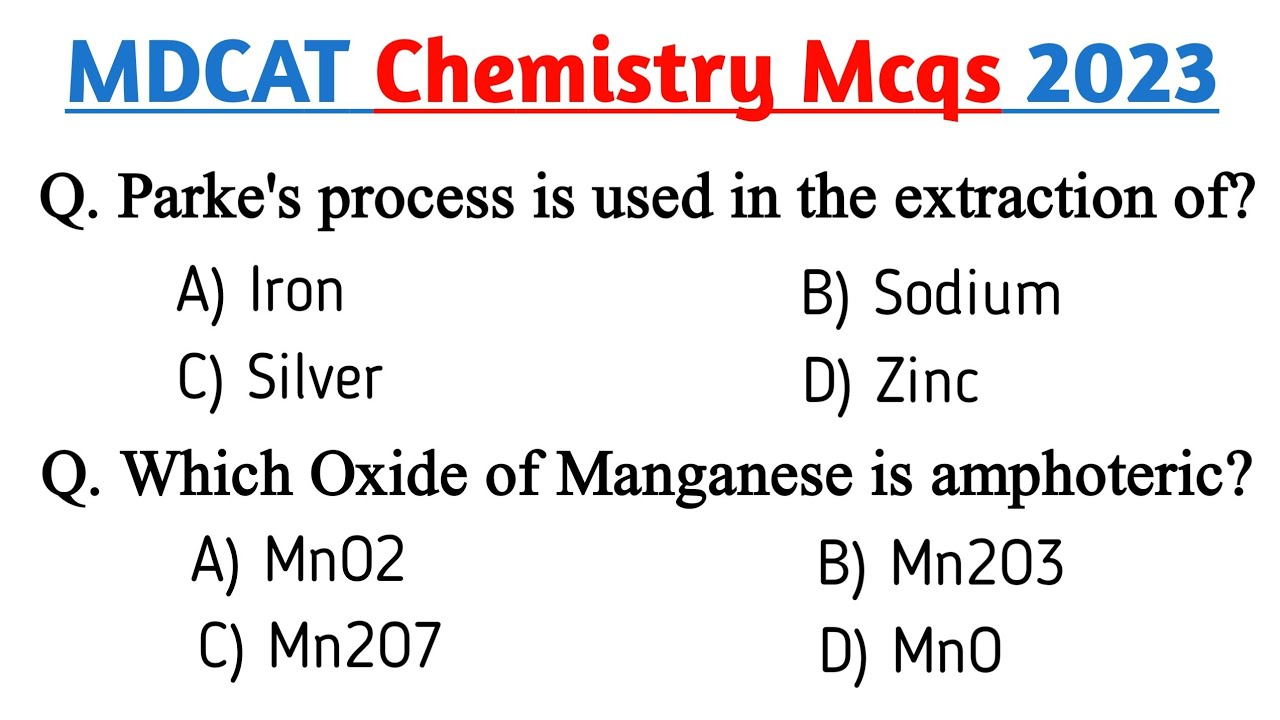 MDCAT Chemistry mcqs 2023 | MDCAT mcqs | MDCAT preparation 2023 - YouTube
