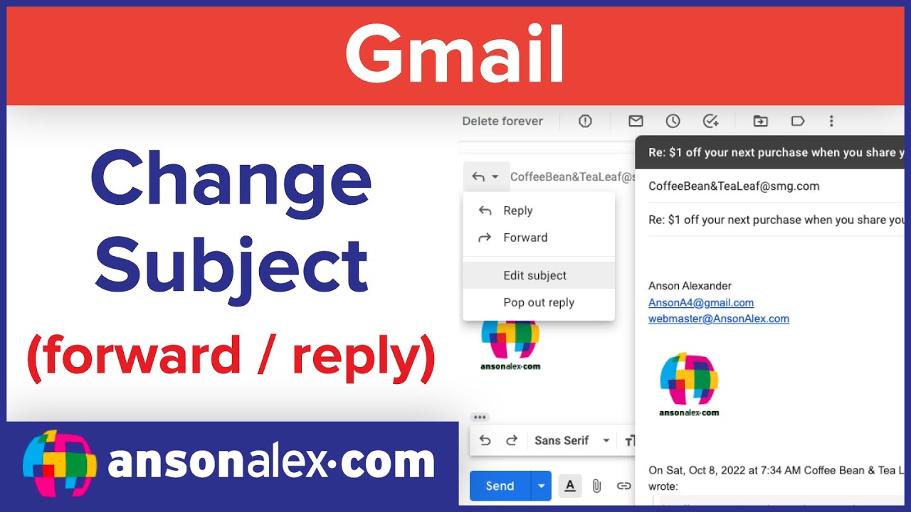 Gmail - Change Email Subject On Reply Or Forward