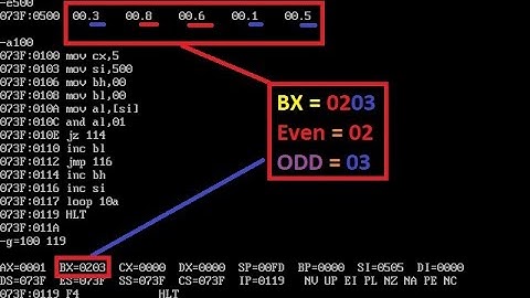 Count Number of Odd and Even Numbers in Assembly in Kurdish