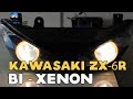 Kawasaki ZX-6R 636 (03-04) Bi-xenon Aharon HID projector and Led angel eyes installation