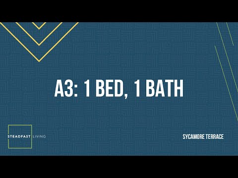 A3: 1 bed, 1 bath, 876 sq ft
