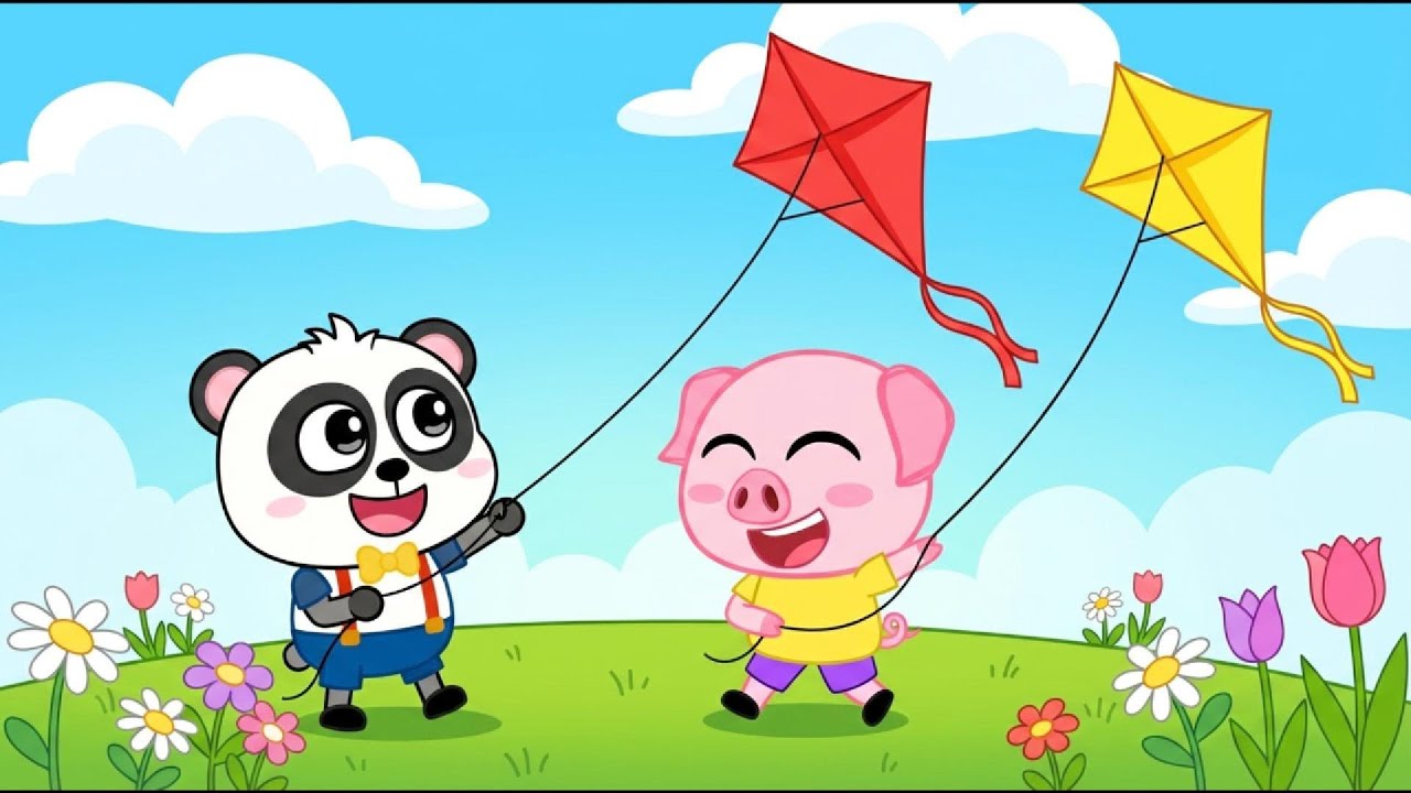 Flying Kites with Pandy & Pigi! 🪁🌈 A Windy Day Full of Laughs and Joy 😂 | Funny Cartoon