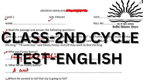 CLASS-2ND/ENGLISH/CYCLE TEST/QUESTION PAPER/SAMPLE PAPER/SOLUTION #CBSE #KVS