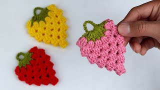 how to Crochet strawberry keychain  Easy Step by Step crochet strawberry