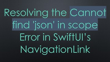 Resolving the Cannot find 